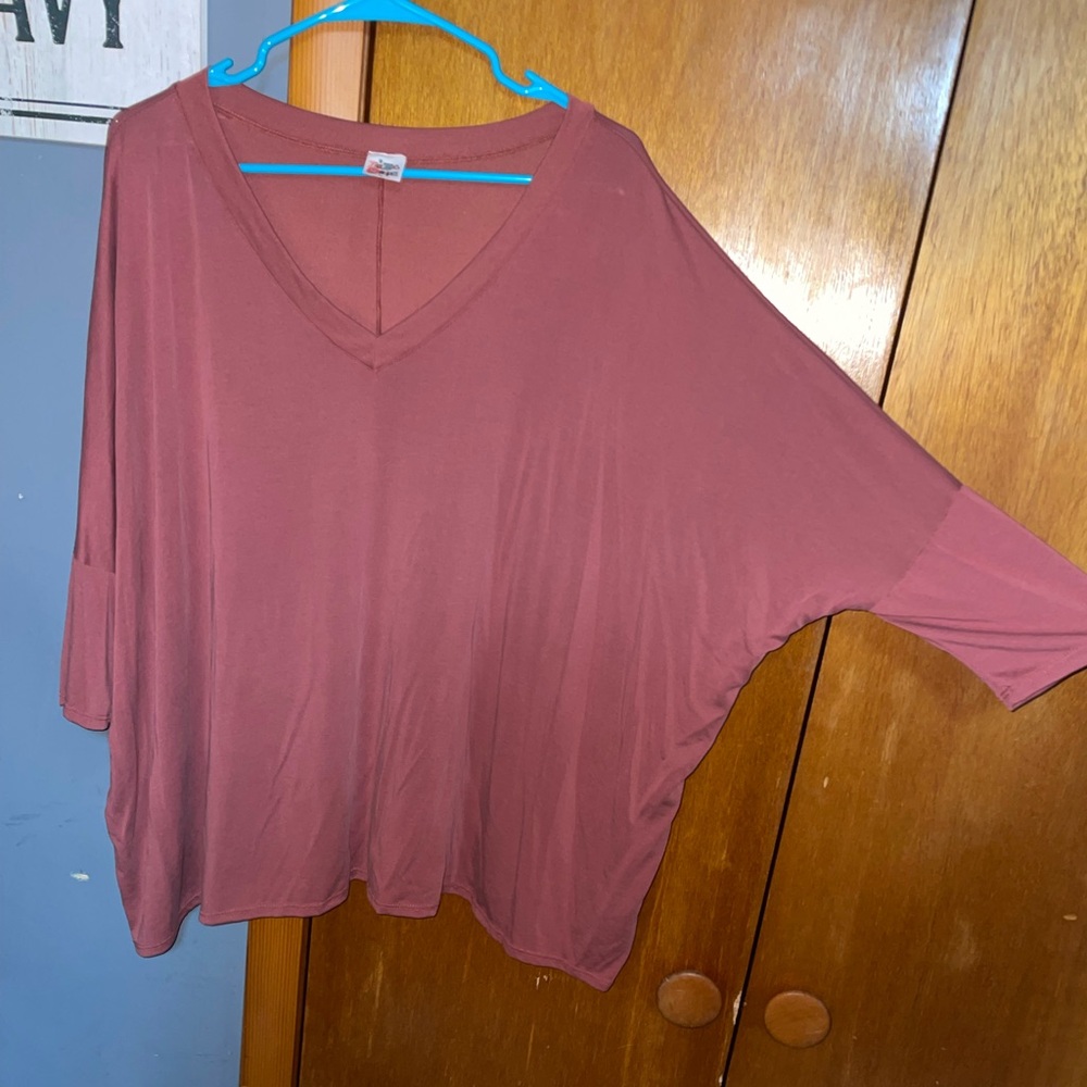 Red Dolman Sleeve Tunic with 3/4 Sleeves